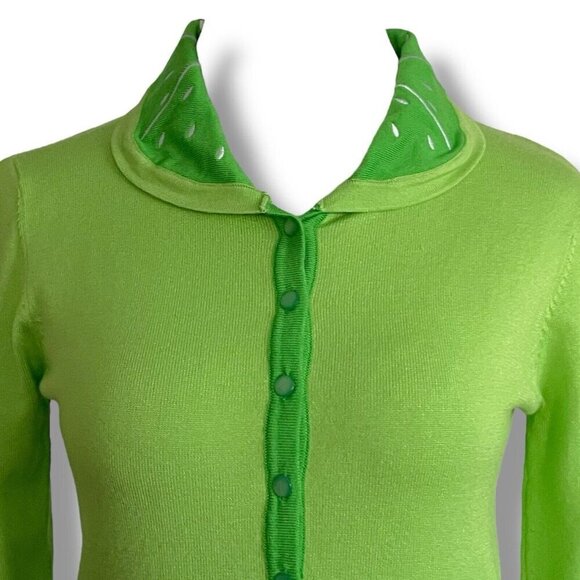 Voodoo Vixen Womens Izzy Lime Cardigan XS Sz 2 Green Rockabilly Retro Pin Up - Picture 4 of 9